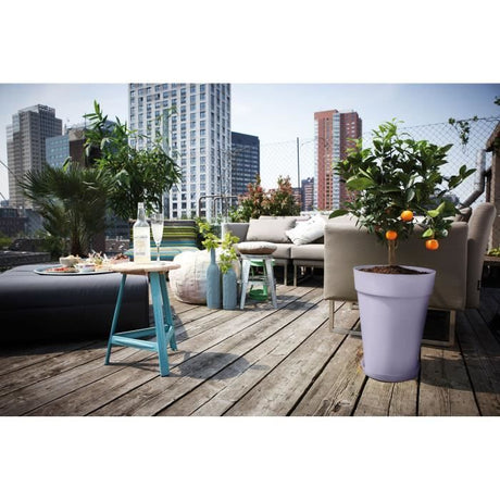 ELHO Pot de fleurs Loft Urban Rond - Haut 35 - Violet - Ř 33,5 x H 45 cm - Extérieur - 100% recyclé