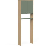 Meuble WC dessus de toilettes - Vert et chene - 2 portes - L64 x P20 x H186 cm - ELISA  - DEMEYERE