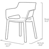 Lot de 6 fauteuils de jardin - Allibert by KETER - ELISA - En résine - Coloris : gris graphite
