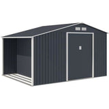 Abri de jardin en métal et abri bûches 8,72 m² - 342 x 255 x 202 - NOVA - Kit d'ancrage inclus, 2 portes coulissantes - Gris