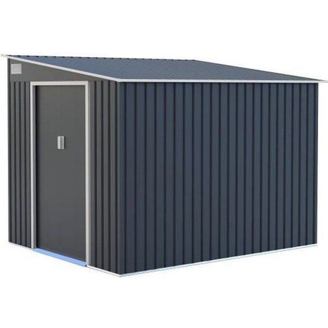 Abri de jardin en métal 5,5 m˛ - 215 x 257 x 193 cm - TORONTO - Kit d'ancrage inclus, 2 portes coulissantes - Gris