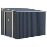Abri de jardin en métal 5,5 m² - 215 x 257 x 193 cm - TORONTO - Kit d'ancrage inclus, 2 portes coulissantes - Gris
