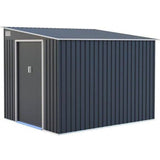 Abri de jardin en métal 5,5 m˛ - 215 x 257 x 193 cm - TORONTO - Kit d'ancrage inclus, 2 portes coulissantes - Gris