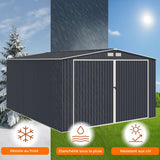 Abri de jardin / Garage en métal 18,2 m˛ - 380 x 480 x 232 - ORION Kit d'ancrage,  2 portes coulissantes frontale, 1 porte latérale