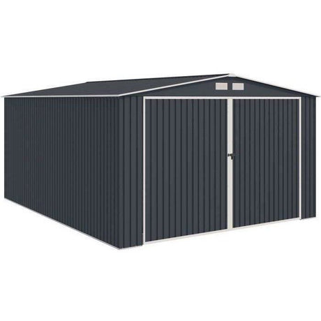 Abri de jardin / Garage en métal 18,2 m˛ - 380 x 480 x 232 - ORION Kit d'ancrage,  2 portes coulissantes frontale, 1 porte latérale