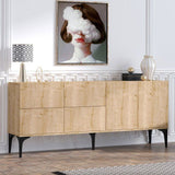 Buffet - LAIKA - 6 portes - 180 x 80 x 40 cm - Chene Saphir