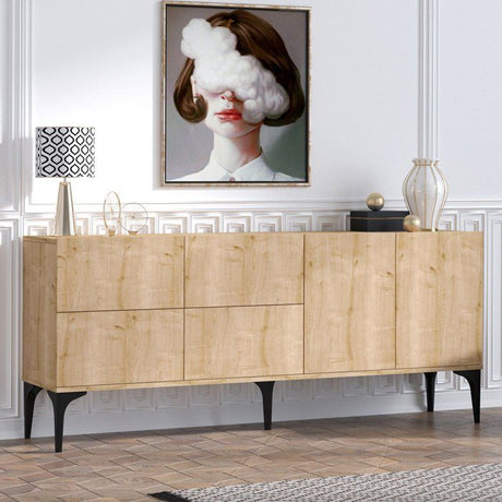 Buffet - LAIKA - 6 portes - 180 x 80 x 40 cm - Chene Saphir