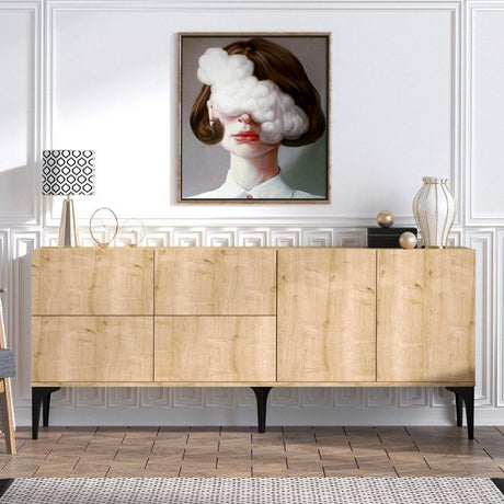 Buffet - LAIKA - 6 portes - 180 x 80 x 40 cm - Chene Saphir
