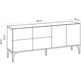 Buffet - LAIKA - 6 portes - 180 x 80 x 40 cm - Chene Saphir