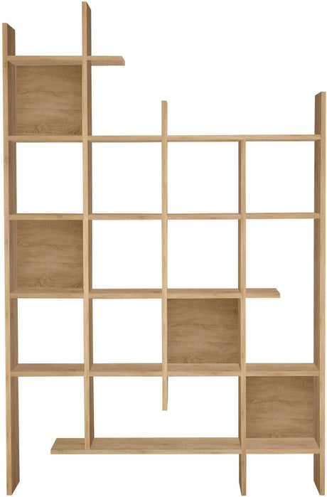 Bibliotheque étagere moderne - MANCO - Fixation murale - 122 x 188 x 26 cm - couleur Chene clair