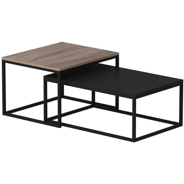 Table basse - LEKA - Rectangulaire - Anhtracite - 72 x 45 x 37 cm