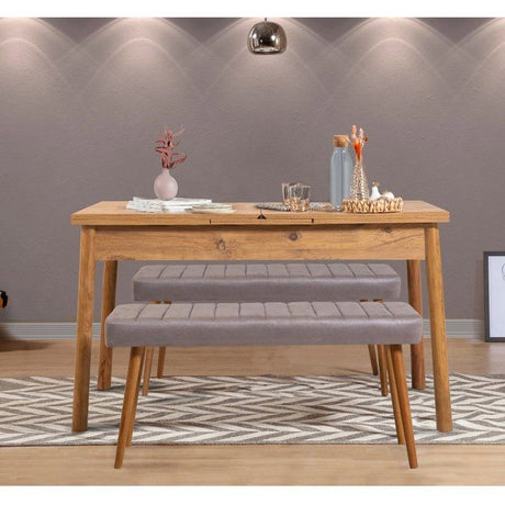 Table a manger - SANTIAGO - Extensible - Rectangulaire - 4 personnes - 120 x 77 x 75 cm - Pin atlantique