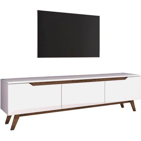 Meuble TV - D1 - Blanc / Noyer - 180 x 49 x 35 cm
