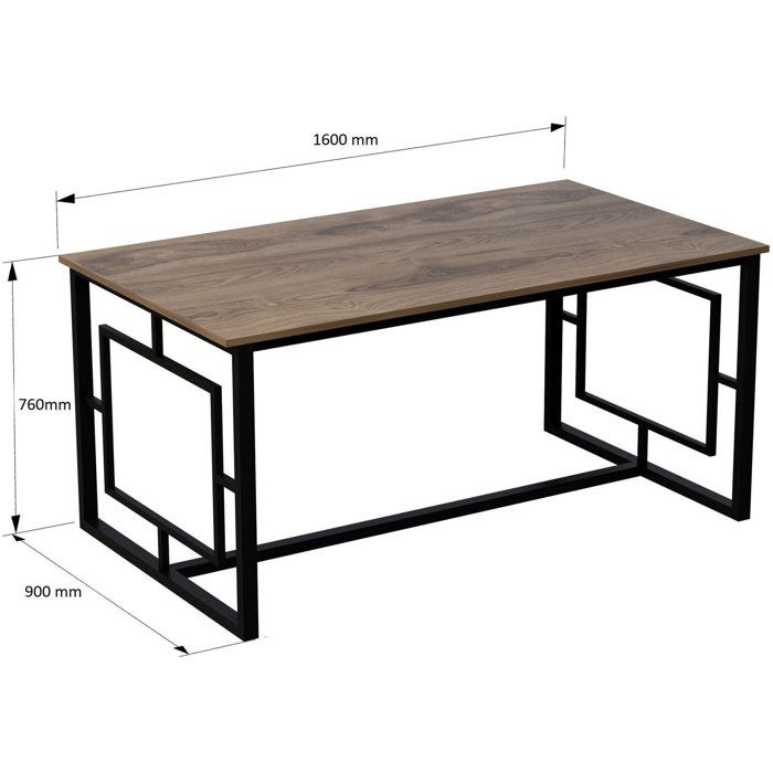 Table a manger - ALIN - Rectangulaire - 4 personnes - 160 x 76 x 90 cm - Noyer / Noir