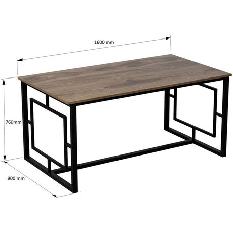 Table a manger - ALIN - Rectangulaire - 4 personnes - 160 x 76 x 90 cm - Noyer / Noir