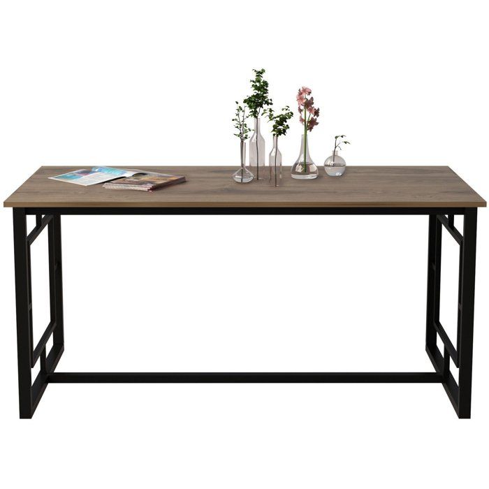Table a manger - ALIN - Rectangulaire - 4 personnes - 160 x 76 x 90 cm - Noyer / Noir