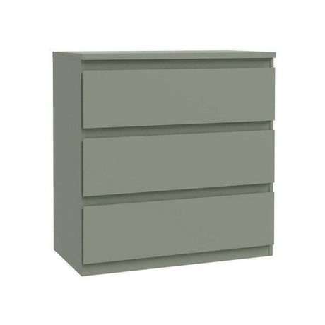 Commode EDMORE 3 Tiroirs - Décor vert sauge - L77,2 x P42 x H79,8 cm