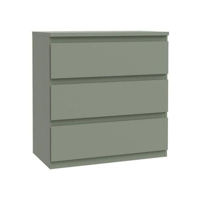 Commode EDMORE 3 Tiroirs - Décor vert sauge - L77,2 x P42 x H79,8 cm
