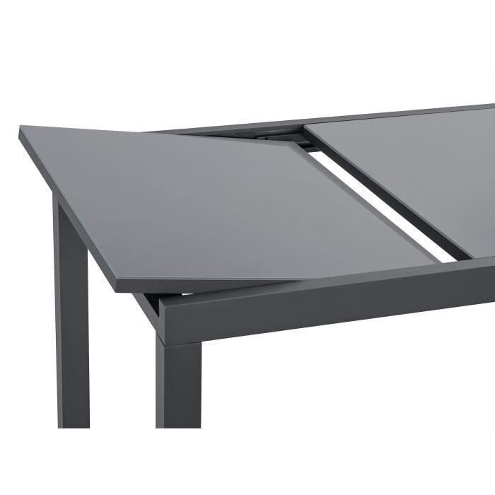 Ensemble repas de jardin 6 a 8 personnes : Table extensible 180-240 cm + 2 fauteuils + 6 chaises - Gris