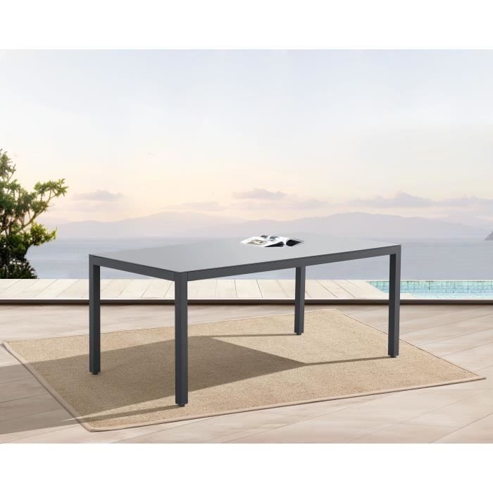 Ensemble repas de jardin CORON : Table 160 cm + 6 chaises - Structure en aluminium - Gris anthracite