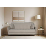 Canapé convertible - 3 places  - ENZO - Tissu beige - 2 coussins - Coffre de rangement -  211 x 92 x 98 cm