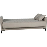Canapé convertible - 3 places  - ENZO - Tissu beige - 2 coussins - Coffre de rangement -  211 x 92 x 98 cm