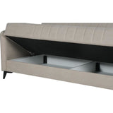Canapé convertible - 3 places  - ENZO - Tissu beige - 2 coussins - Coffre de rangement -  211 x 92 x 98 cm