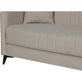 Canapé convertible - 3 places  - ENZO - Tissu beige - 2 coussins - Coffre de rangement -  211 x 92 x 98 cm