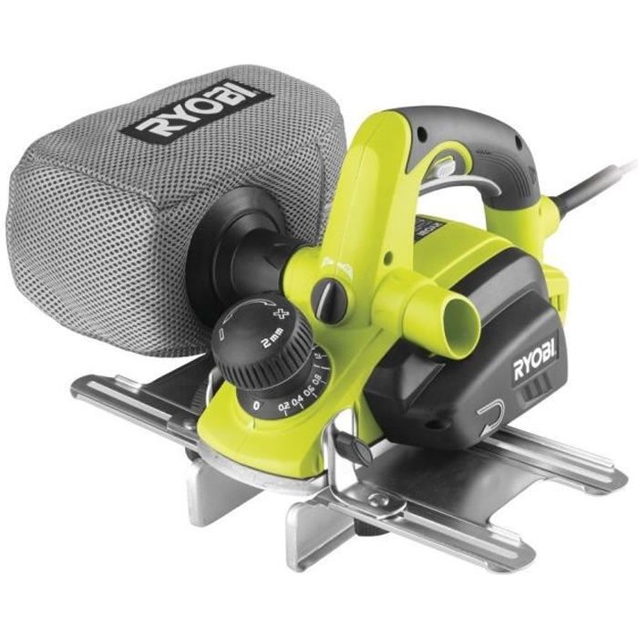 RYOBI - Rabot 750 W - largeur 82 mm - profondeur 2 mm - feuillure de 0-12 mm + 2 fers réversibles, 2 guides paralleles - EPN7582NHG