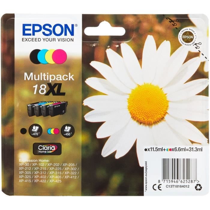 EPSON Multipack XL T1806 - P‚querette - Noir, Cyan, Magenta, Jaune (C13T18164012)