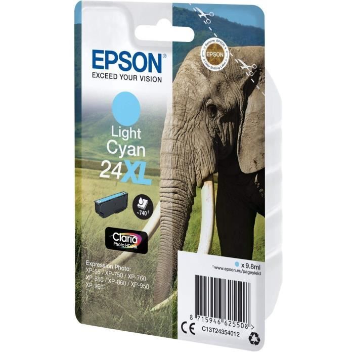 EPSON Cartouche d'encre T2435 XL Cyan Clair - ElÈphant  (C13T24354012)