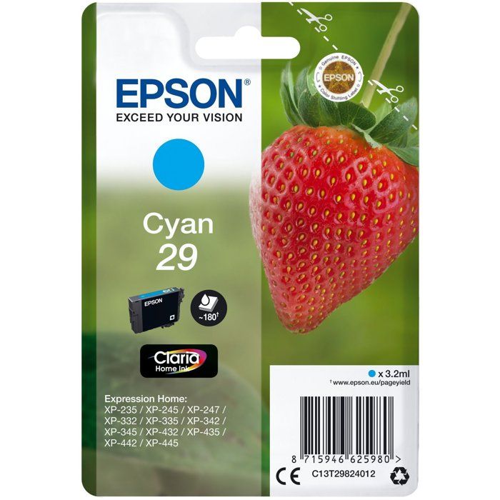 EPSON Cartouche d'encre T2982 cyan - Fraise (C13T29824012)