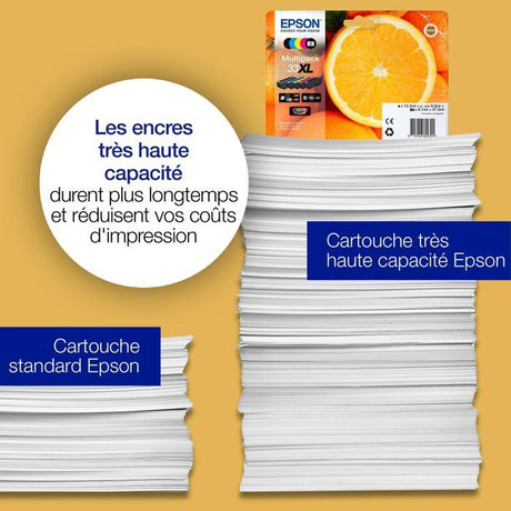 Cartouche imprimante - EPSON - 33 Claria C13T33374011 - Cyan, magenta, jaune, noir, photo noire - Pack de 5 - 24,4 ml