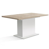 Table a manger - ELARA - Extensible - Rectangulaire - Chene / Blanc mat - 8 personnes - 160-200 x 90 x 76 cm