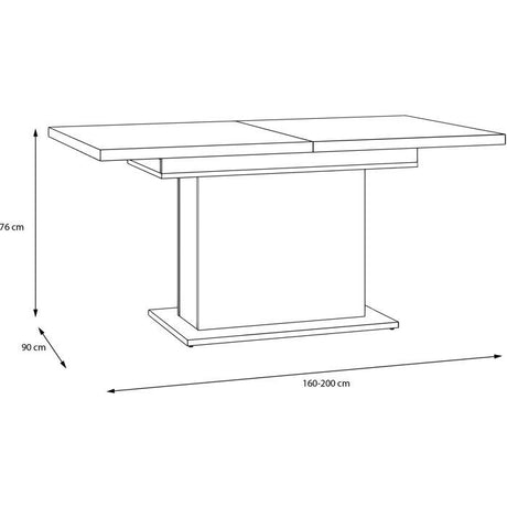 Table a manger - ELARA - Extensible - Rectangulaire - Chene / Blanc mat - 8 personnes - 160-200 x 90 x 76 cm
