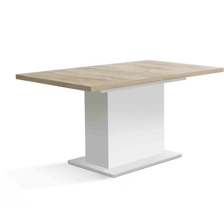 Table a manger - ELARA - Extensible - Rectangulaire - Chene / Blanc mat - 8 personnes - 160-200 x 90 x 76 cm