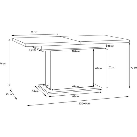 Table a manger - ELARA - Extensible - Rectangulaire - Chene / Blanc mat - 8 personnes - 160-200 x 90 x 76 cm