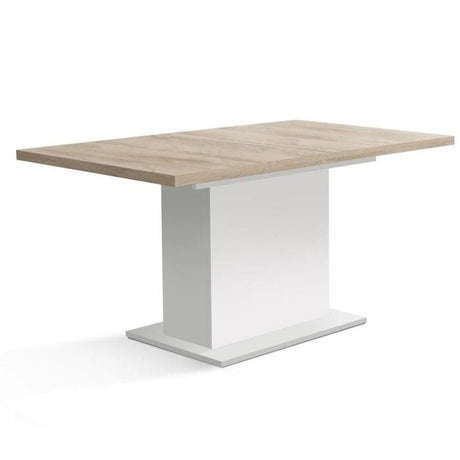 Table a manger - ELARA - Extensible - Rectangulaire - Chene / Blanc mat - 8 personnes - 160-200 x 90 x 76 cm