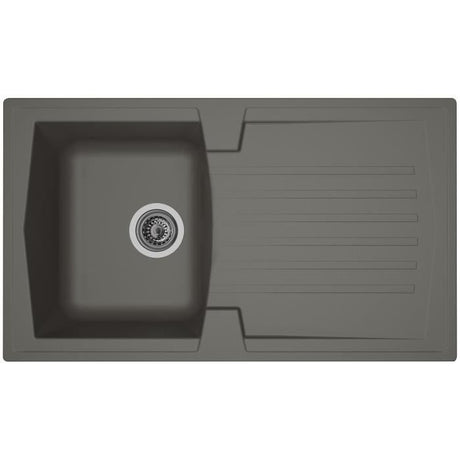 STRADOUR Evier cuisine a encastrer 1 bac + 1 égouttoir Arena - Résine - 86 x 50 cm - Gris béton