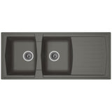 STRADOUR Evier cuisine a encastrer 2 bacs + 1 égouttoir Arena - Résine - 116 x 50 cm - Gris béton