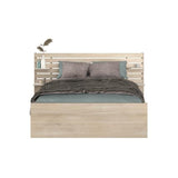 ESCALE Lit adulte 140x190 / 200 cm - Tete de lit + 2 tiroirs - Décor chene du Japon - PARISOT