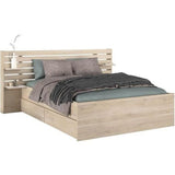 ESCALE Lit adulte 140x190 / 200 cm - Tete de lit + 2 tiroirs - Décor chene du Japon - PARISOT