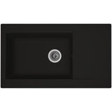 STRADOUR Evier cuisine a encastrer 1 grand bac + 1 égouttoir Einna - Résine - 86 x 50 cm - Noir
