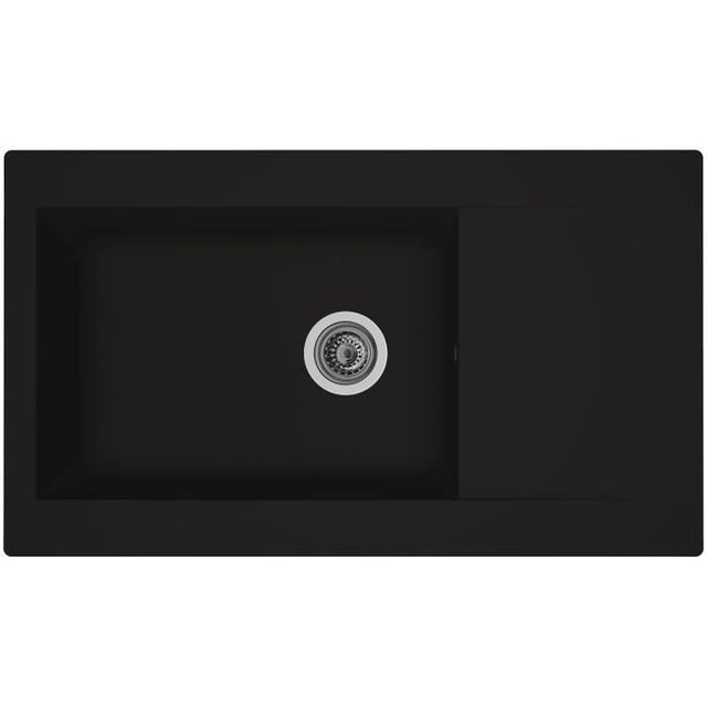 STRADOUR Evier cuisine a encastrer 1 grand bac + 1 égouttoir Einna - Résine - 86 x 50 cm - Noir