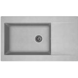 STRADOUR Evier cuisine a encastrer 1 grand bac + 1 égouttoir Einna - Résine - 86 x 50 cm - Gris platinium