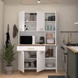 Buffet de cuisine - ESSENTIEL 2 - 120,1 x 40,3 x 182,6 cm - Blanc / Chene - PARISOT