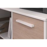 PARISOT Bureau d'angle 3 tiroirs - Décor Blanc / Chene - 121,2 x 74,5 x 111 cm - ESSENTIEL