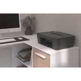 PARISOT Bureau d'angle 3 tiroirs - Décor Blanc / Chene - 121,2 x 74,5 x 111 cm - ESSENTIEL