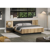 Lit avec chevets et éclairage indirect - ESTEBAN - 180 x 200 cm - Chene blond / Anthracite - TRENDTEAM