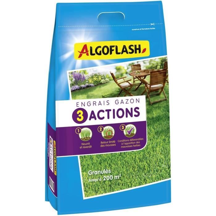 ALGOFLASH NATURASOL Engrais Gazon - 3 Actions - 10 kg